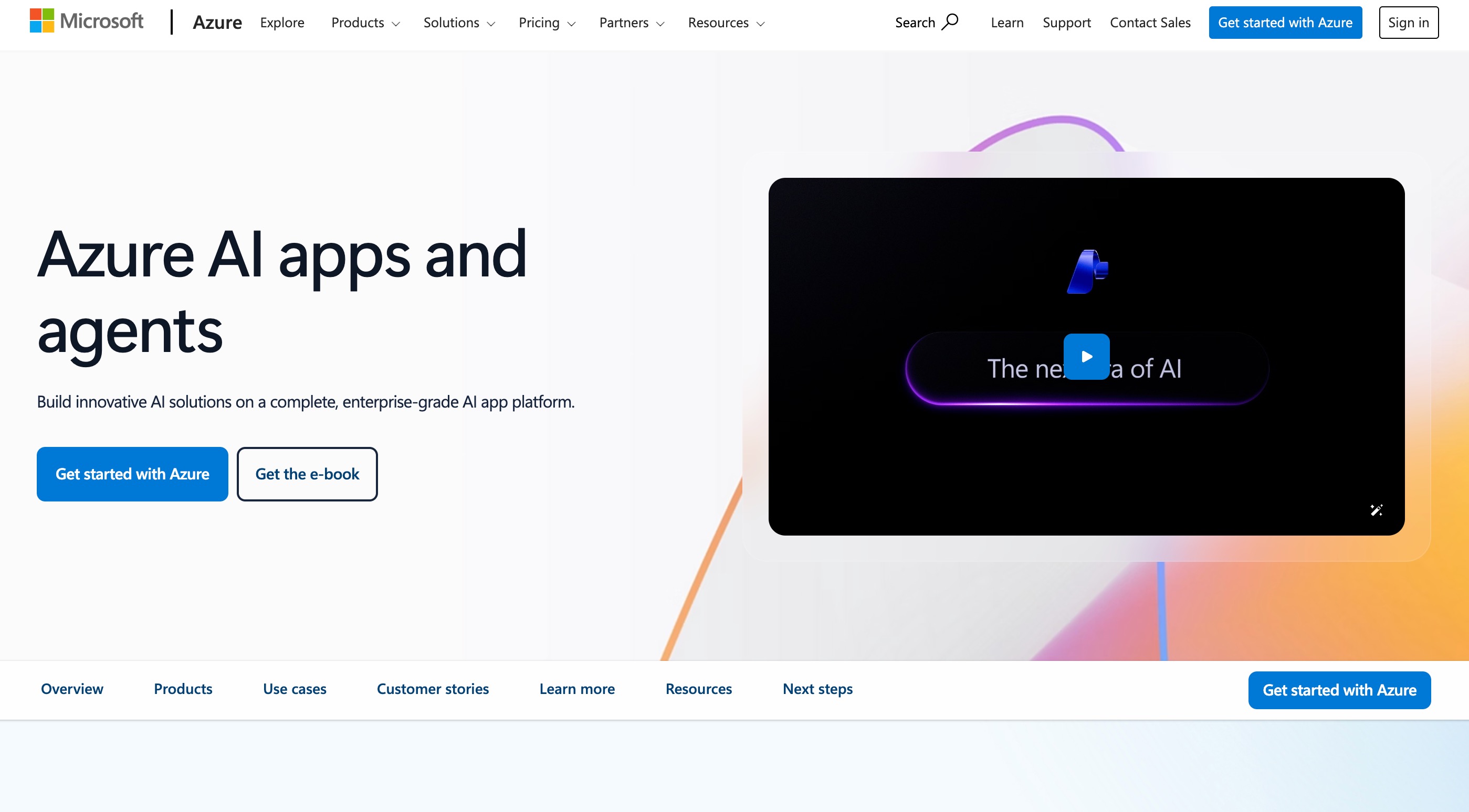 The Azure AI apps and agents page: building AI solutions on an enterprise-grade AI app platform