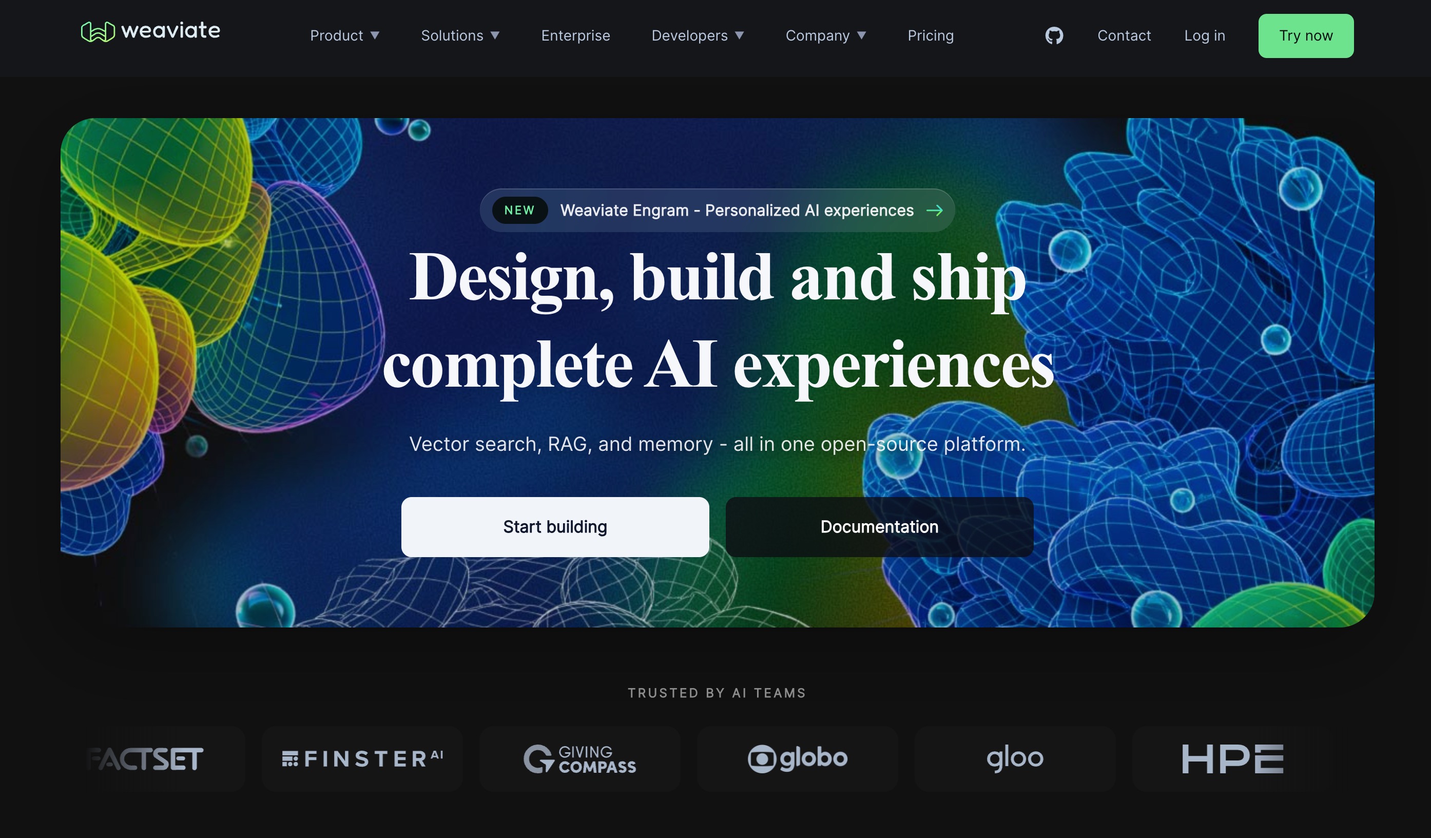 La página de inicio de Weaviate: búsqueda vectorial, RAG y memoria en una plataforma de código abierto