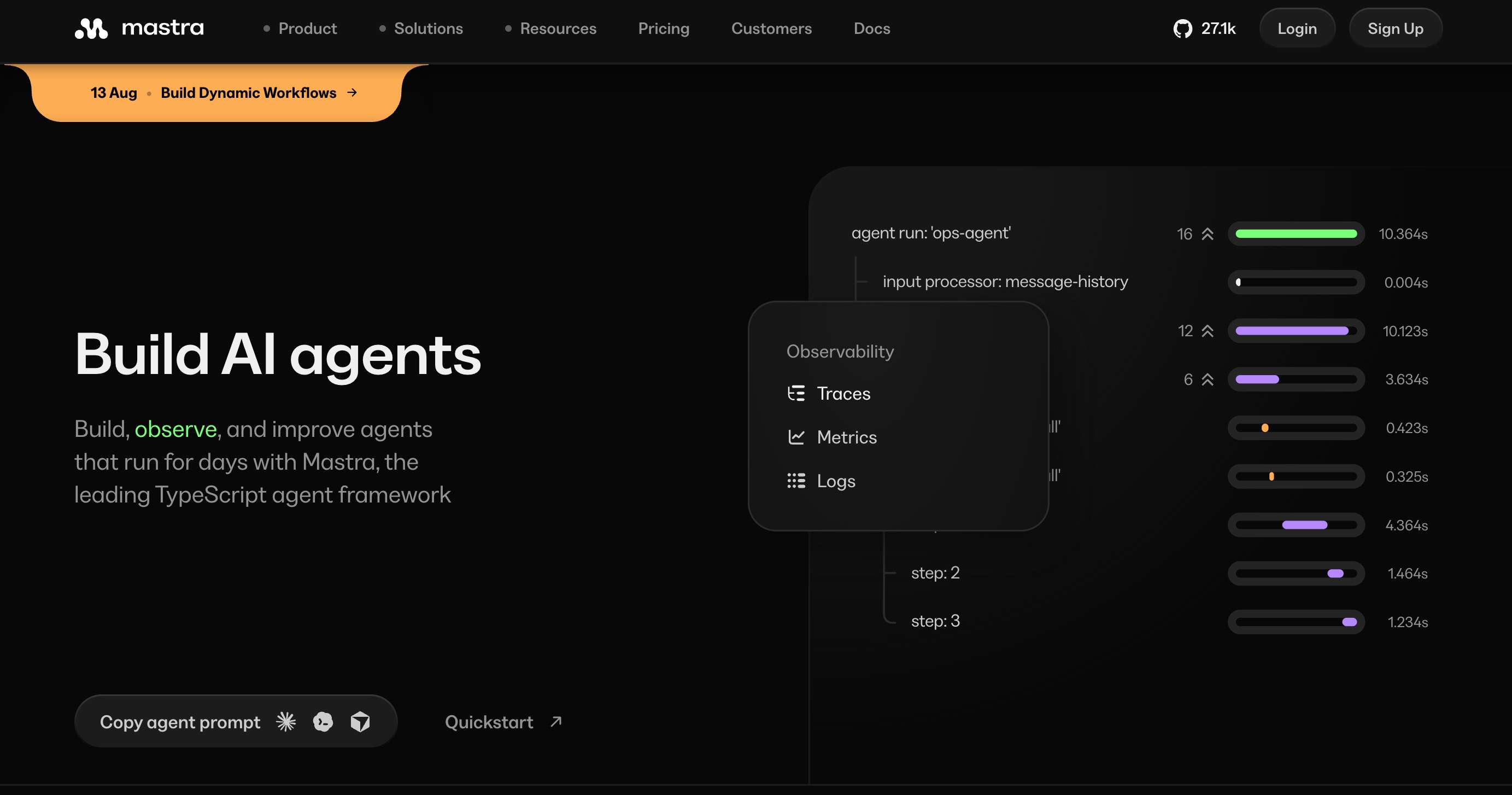 Memoria de flujo de trabajo de TypeScript de Mastra para agentes nativos de TypeScript