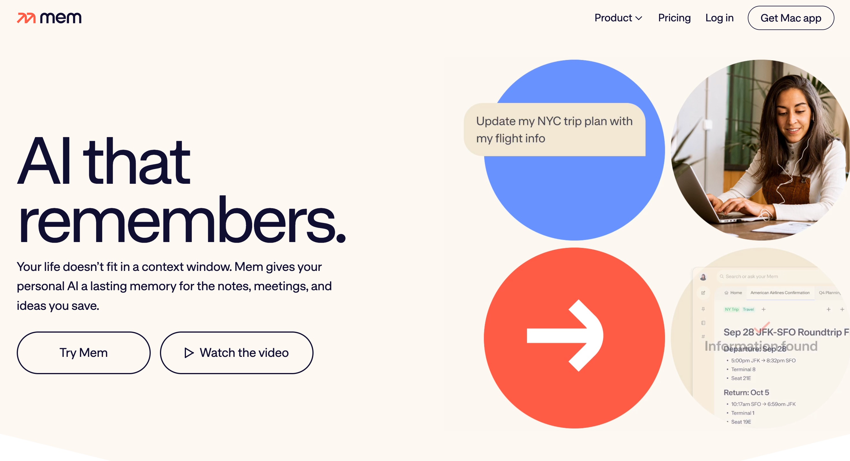 Mem.ai personal AI workspace with auto-linking notes